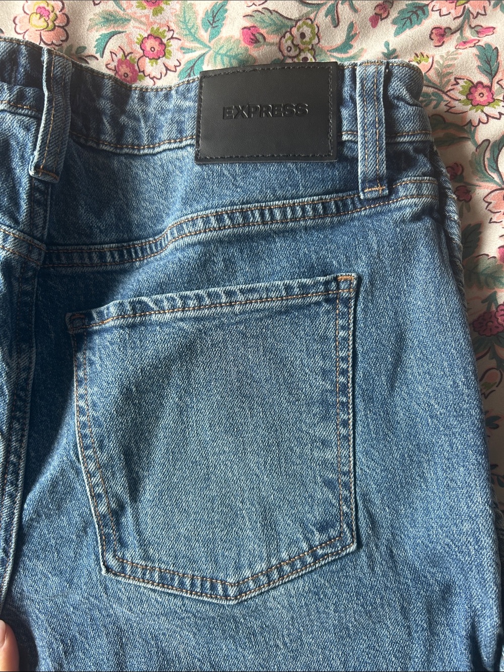 Express Blue Cropped Straight Jeans with Braided Side Trim - Picture 3 of 7